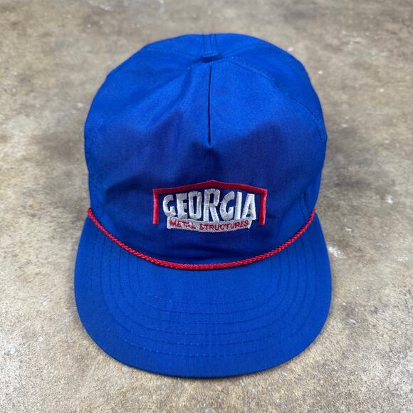 Vintage Georgia Metal Structures Hat Blue Red Snapback Made in USA - Picture 1 of 8
